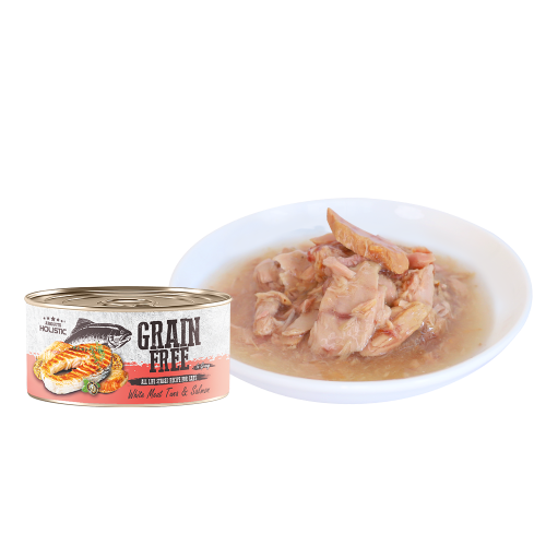 Absolute Holistic 80g Grain Free ((White Meat Tuna & Salmon)) 無穀物肉汁 貓罐頭 白肉吞拿魚+三文魚 80克 (AH3900)